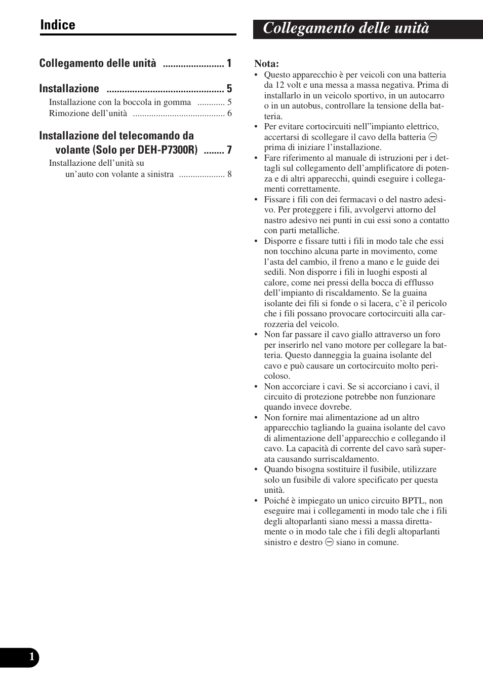 Collegamento delle unità, Indice | Pioneer DEH-P6300R User Manual | Page 34 / 52