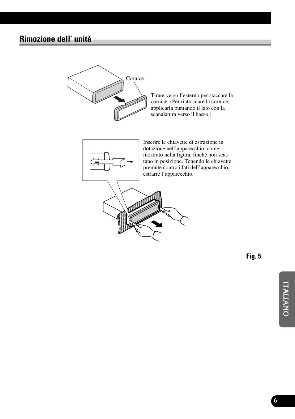 Rimozione dell’unità, A title (english), Rimozione dell’ unità | Pioneer DEH-P6300R User Manual | Page 39 / 52