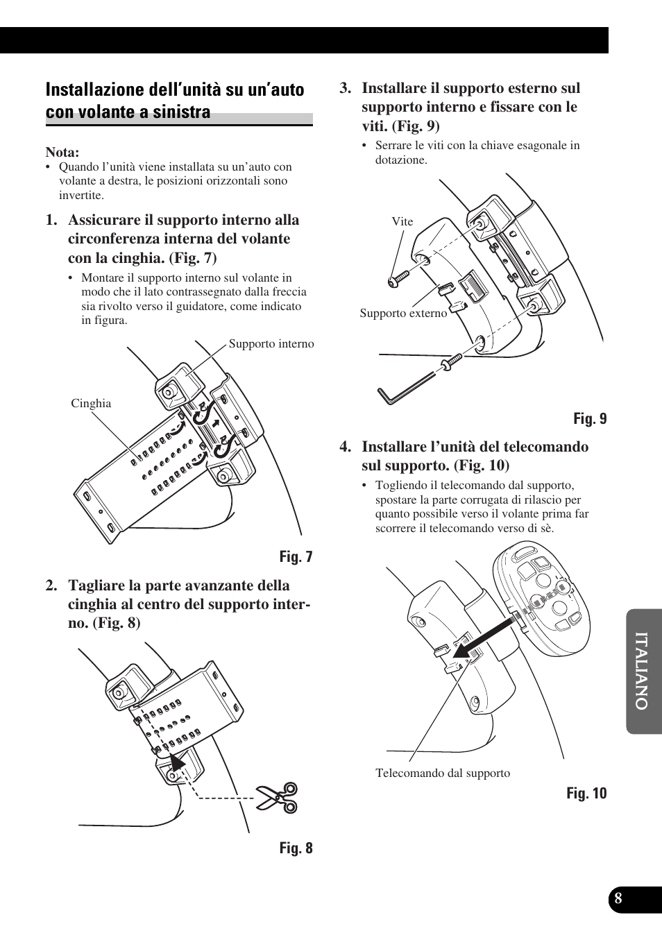 Installazione dell’unità su, Un’auto con volante a sinistra | Pioneer DEH-P6300R User Manual | Page 41 / 52