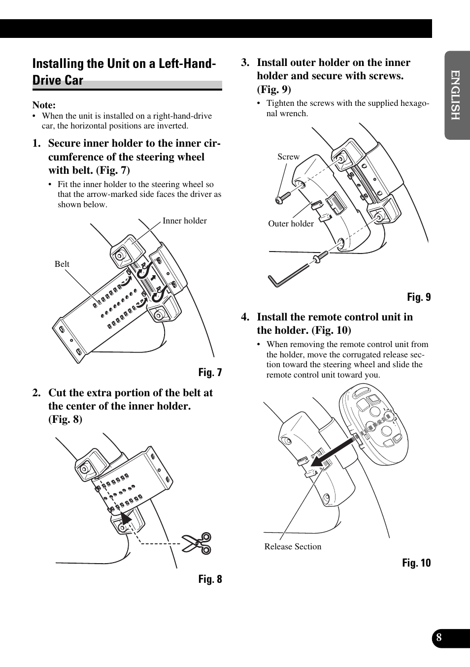 Installing the unit on a, Left-hand-drive car, Installing the unit on a left-hand- drive car | Pioneer DEH-P6300R User Manual | Page 9 / 52