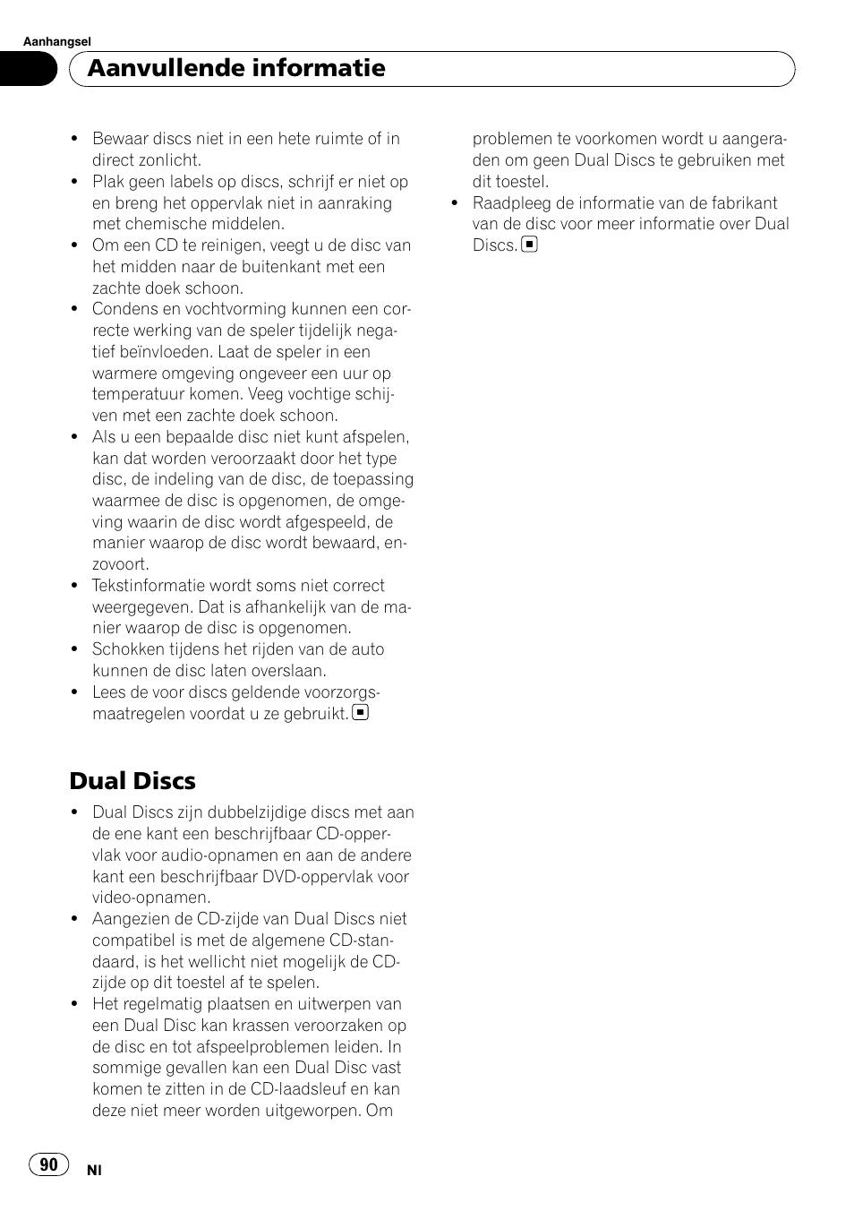 Dual discs, Aanvullende informatie | Pioneer DEH-1900R User Manual | Page 90 / 109