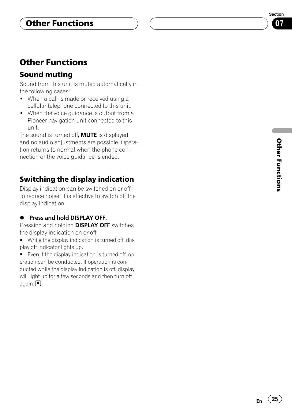 Other functions other functions, Other functions | Pioneer AXM-P90RS User Manual | Page 25 / 41