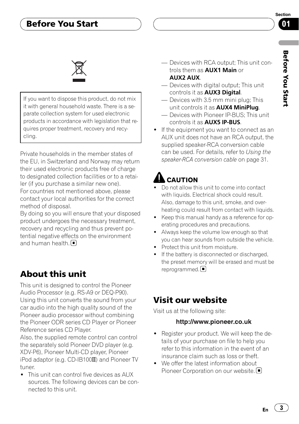 Before you start, About this unit, Visit our website | Pioneer AXM-P90RS User Manual | Page 3 / 41