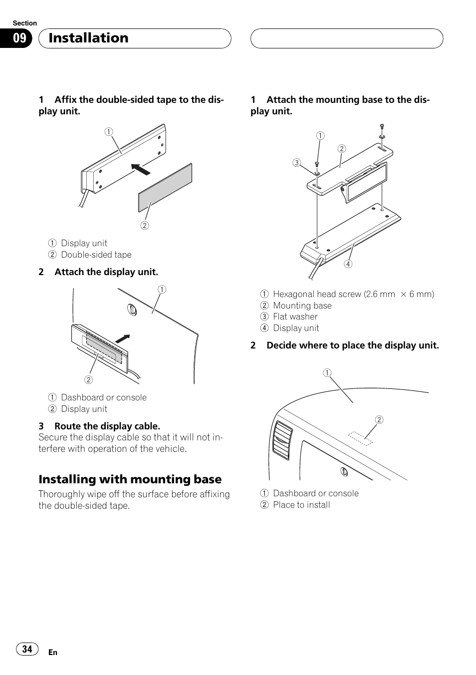 Installation, Installing with mounting base | Pioneer AXM-P90RS User Manual | Page 34 / 41