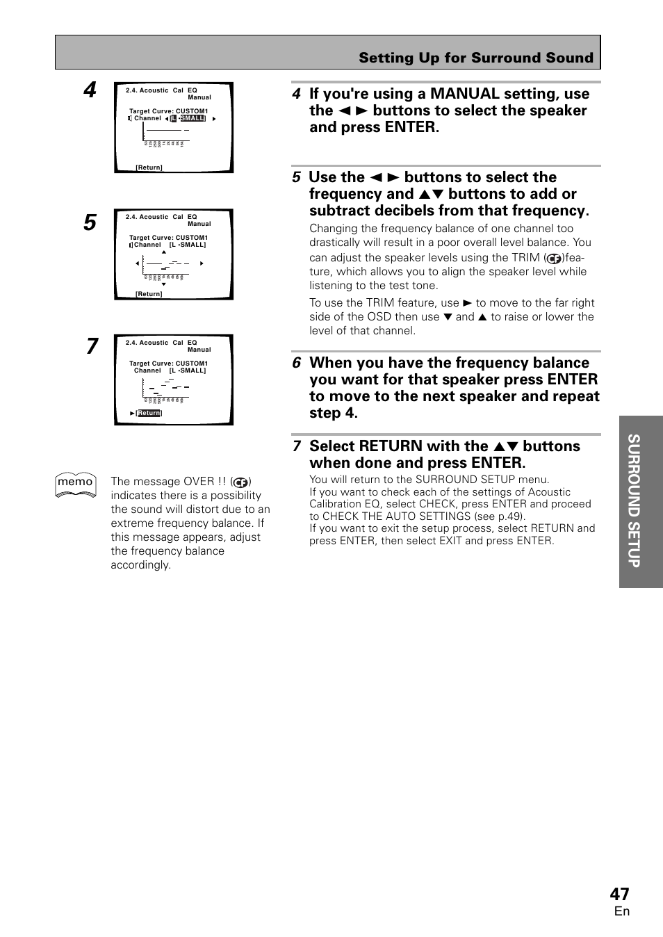 Surround setup, Setting up for surround sound | Pioneer VSA-AX10 User Manual | Page 47 / 112