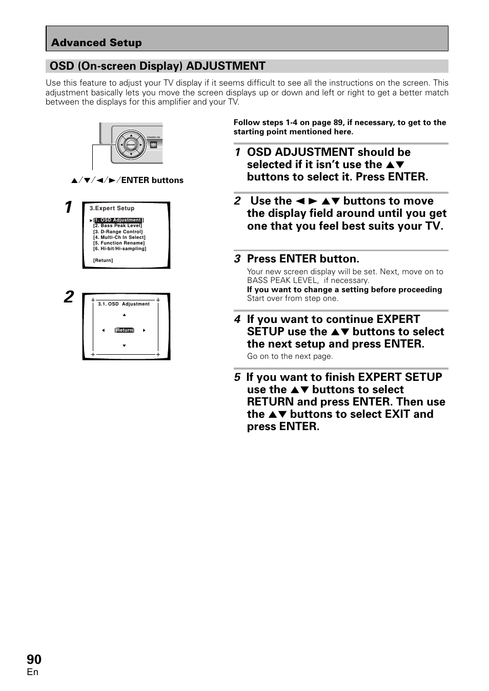 Osd (on-screen display) adjustment | Pioneer VSA-AX10 User Manual | Page 90 / 112