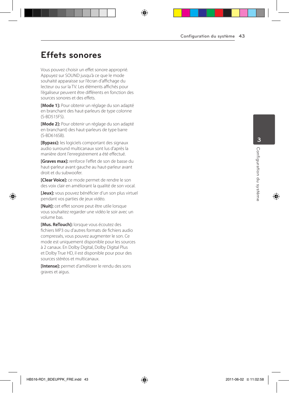 43 effets sonores, Effets sonores | Pioneer BCS-FS515 User Manual | Page 115 / 452