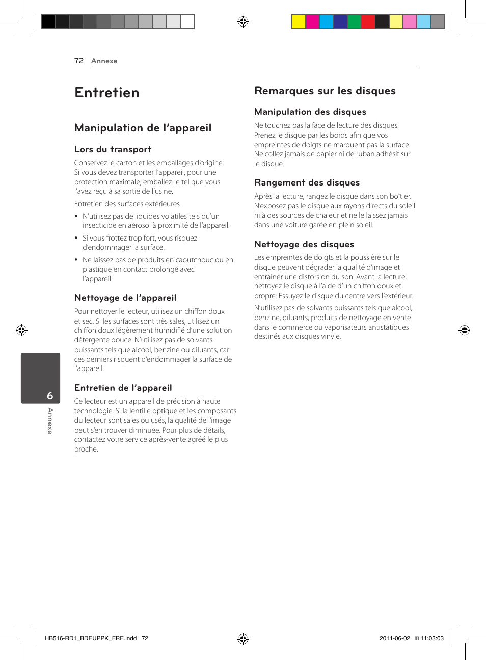 Entretien, Manipulation de l’appareil, Remarques sur les disques | Pioneer BCS-FS515 User Manual | Page 144 / 452