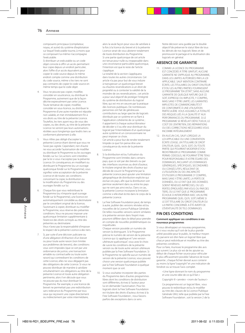 Annexe 76 annex e, Absence de garantie, Fin des conditions | Pioneer BCS-FS515 User Manual | Page 148 / 452