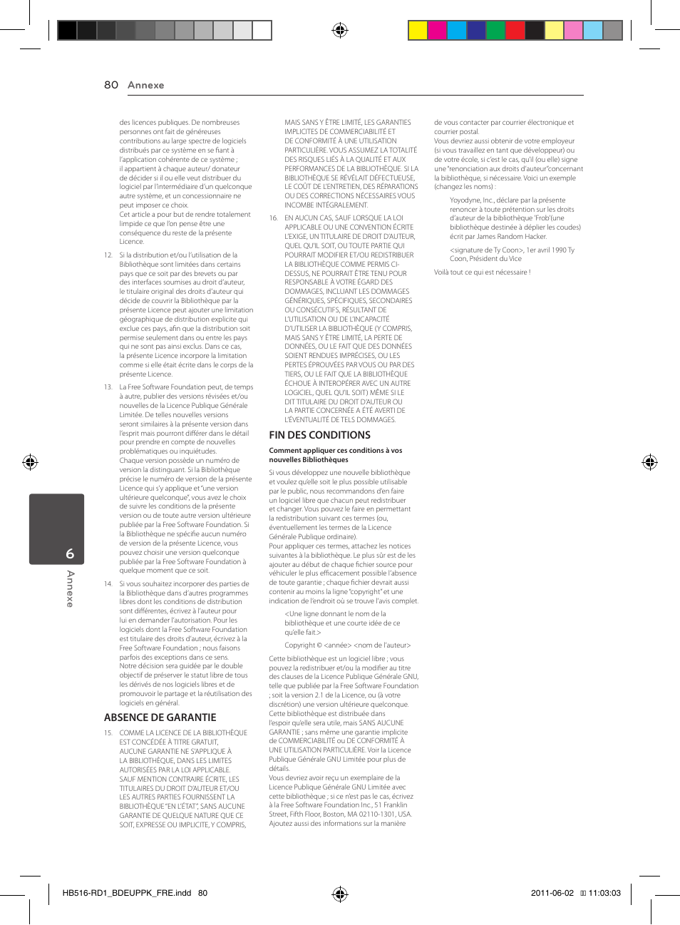Annexe 80 annex e, Absence de garantie, Fin des conditions | Pioneer BCS-FS515 User Manual | Page 152 / 452