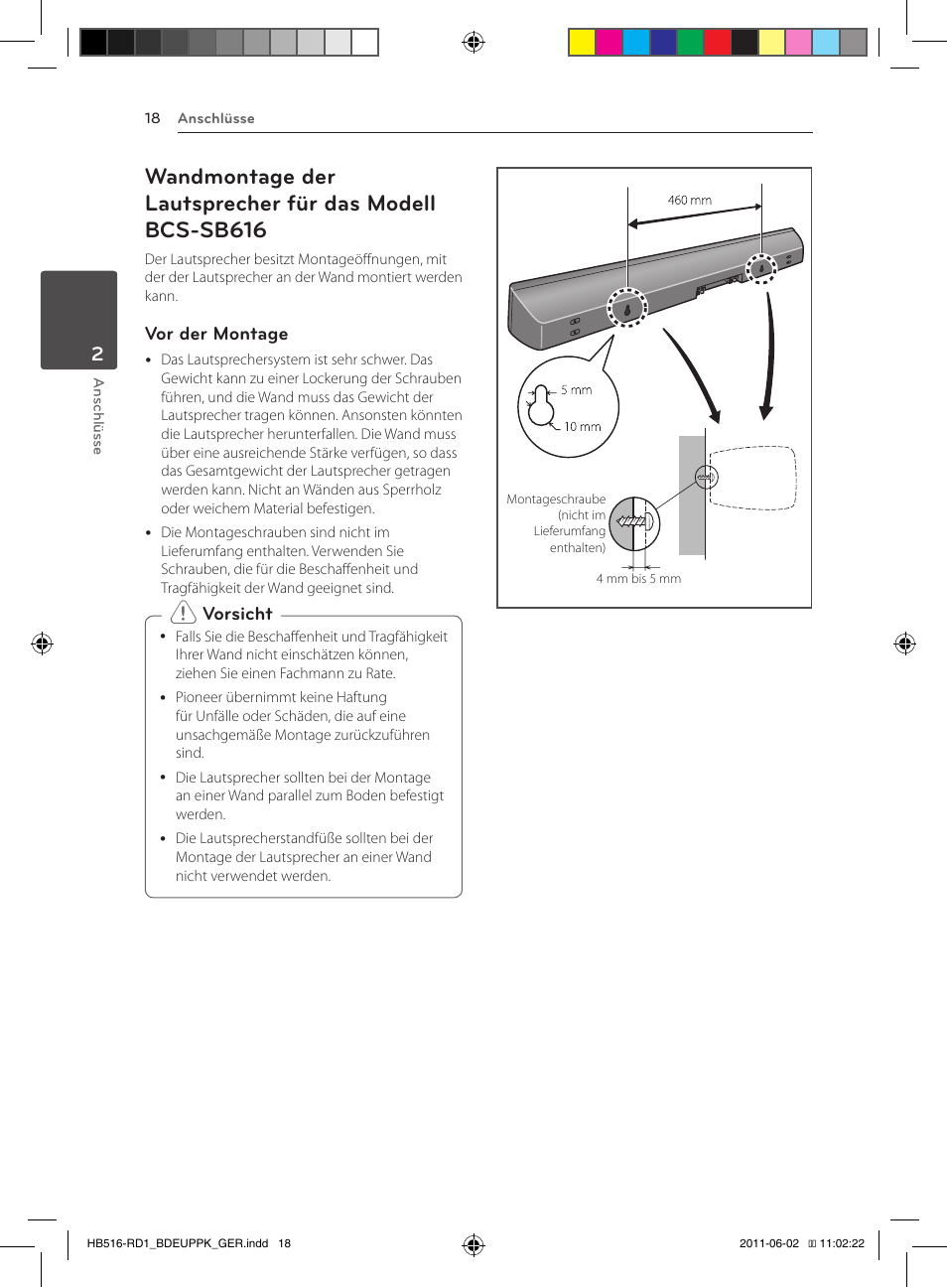 18 – wandmontage der lautsprecher für, Das modell bcs-sb616 | Pioneer BCS-FS515 User Manual | Page 170 / 452