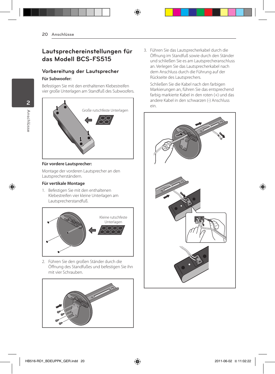 20 – lautsprechereinstellungen für das, Modell bcs-fs515, Lautsprechereinstellungen für das modell bcs-fs515 | Pioneer BCS-FS515 User Manual | Page 172 / 452