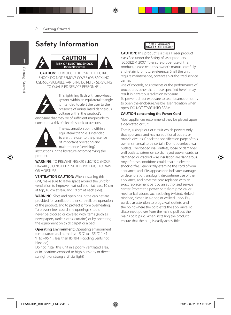 Safety information, Caution | Pioneer BCS-FS515 User Manual | Page 2 / 452