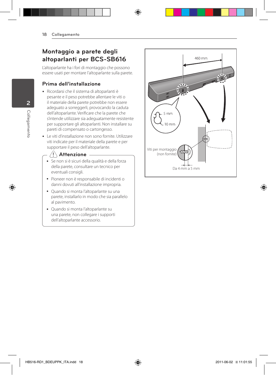 18 – montaggio a parete degli altoparlanti, Per bcs-sb616 | Pioneer BCS-FS515 User Manual | Page 242 / 452
