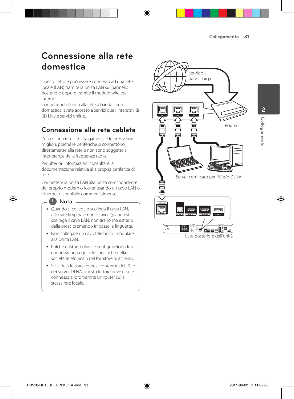 Connessione alla rete domestica, 31 – connessione alla rete cablata, Connessione alla rete cablata | Pioneer BCS-FS515 User Manual | Page 255 / 452
