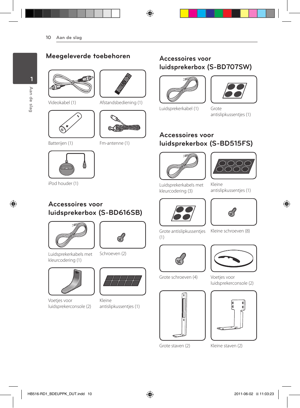 S-bd616sb), 10 – accessoires voor luidsprekerbox, S-bd707sw) | S-bd515fs), Meegeleverde toebehoren, Accessoires voor luidsprekerbox (s-bd616sb), Accessoires voor luidsprekerbox (s-bd707sw), Accessoires voor luidsprekerbox (s-bd515fs) | Pioneer BCS-FS515 User Manual | Page 378 / 452