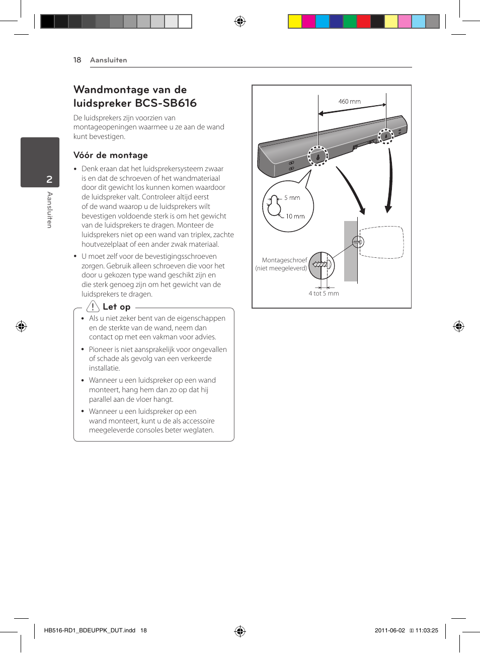 18 – wandmontage van de luidspreker, Bcs-sb616, Wandmontage van de luidspreker bcs-sb616 | Pioneer BCS-FS515 User Manual | Page 386 / 452