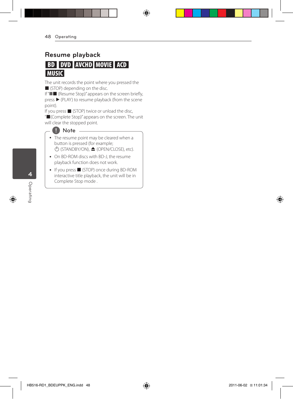 48 – resume playback, Resume playback eroyt, u | Pioneer BCS-FS515 User Manual | Page 48 / 452