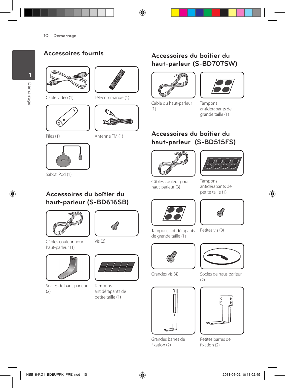 S-bd616sb), 10 – accessoires du boîtier du haut-parleur, S-bd707sw) | S-bd515fs), Accessoires fournis, Accessoires du boîtier du haut-parleur (s-bd616sb), Accessoires du boîtier du haut-parleur (s-bd707sw), Accessoires du boîtier du haut-parleur (s-bd515fs) | Pioneer BCS-FS515 User Manual | Page 82 / 452