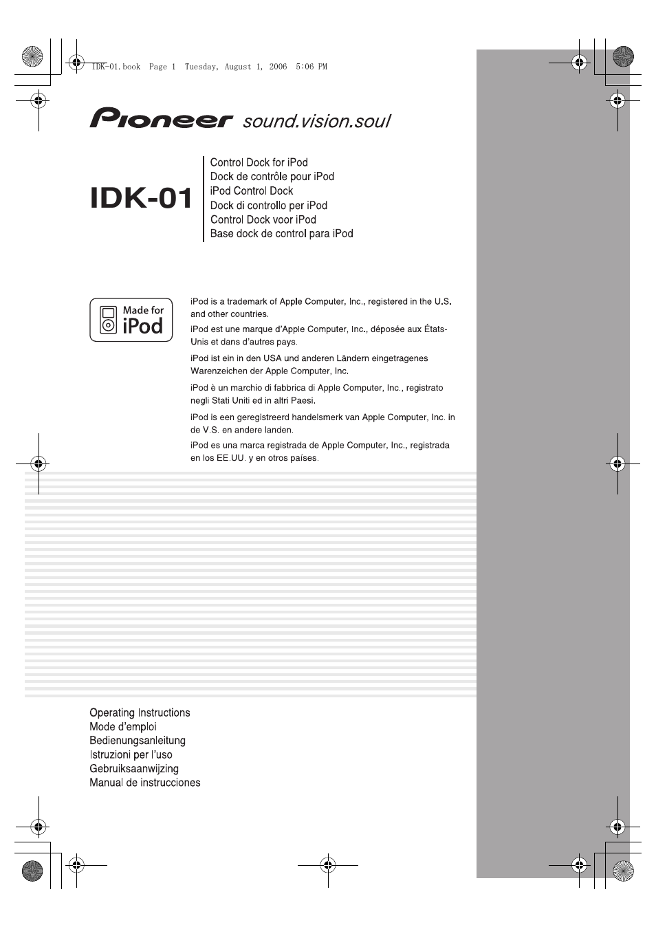 Pioneer IDK-01 User Manual | 62 pages