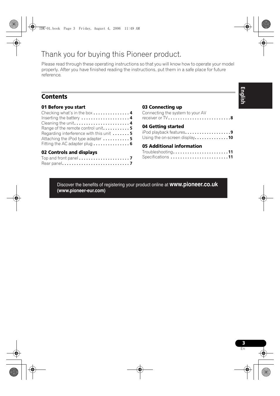 Pioneer IDK-01 User Manual | Page 3 / 62