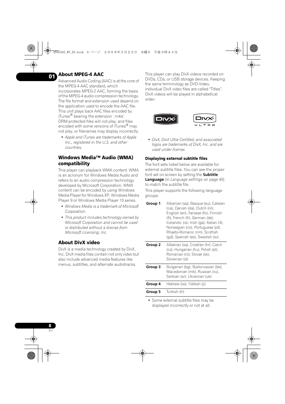 Pioneer DV-610AV-S User Manual | Page 8 / 62