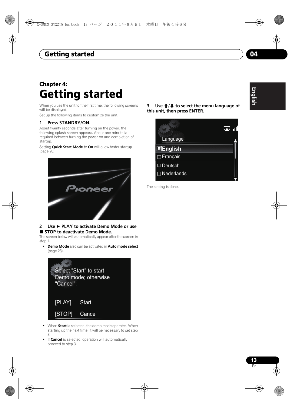 04 getting started, Getting started, Getting started 04 | Pioneer X-SMC3-K User Manual | Page 13 / 132