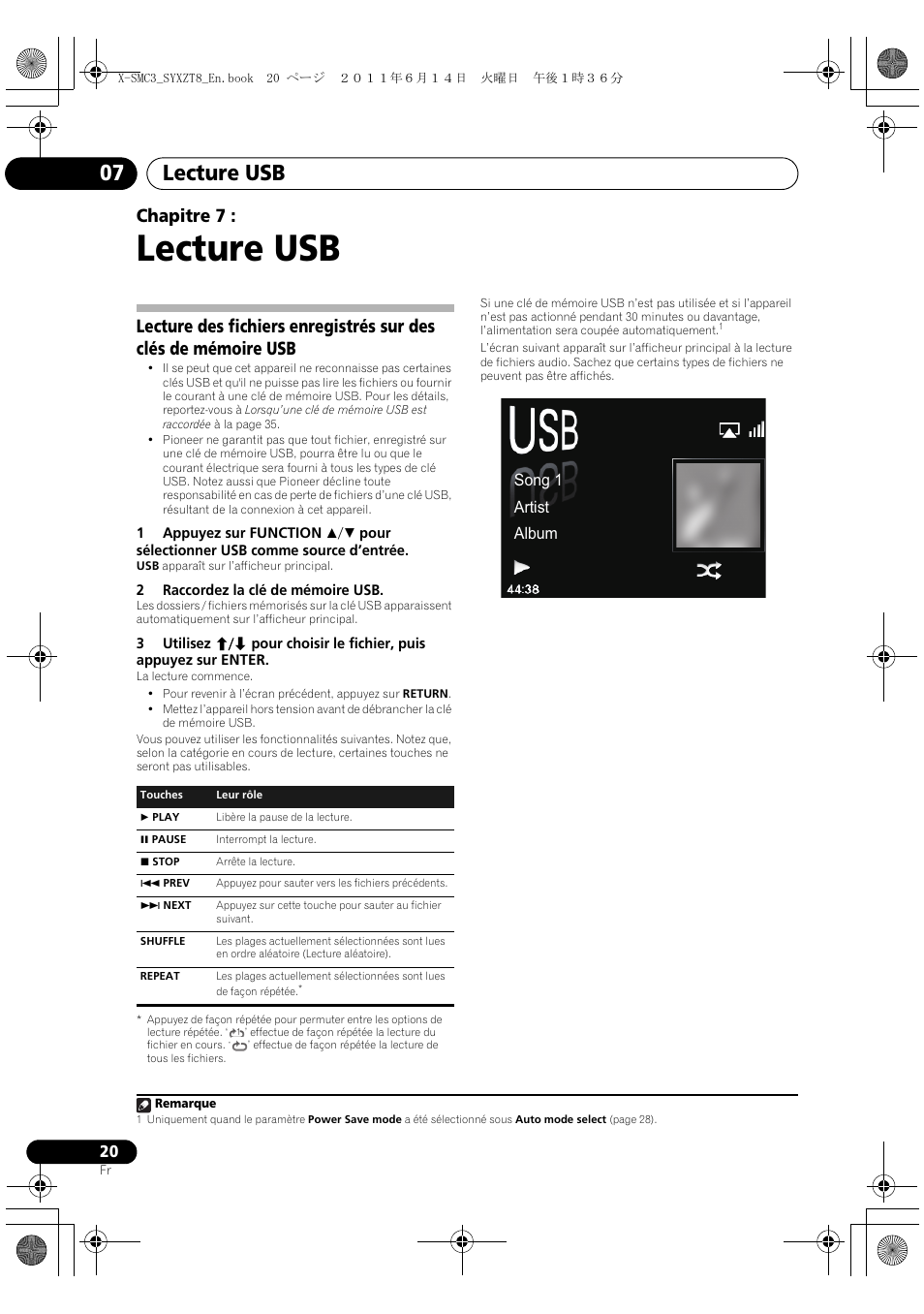 07 lecture usb, Lecture usb, Lecture usb 07 | Chapitre 7, Song 1 artist album | Pioneer X-SMC3-K User Manual | Page 62 / 132