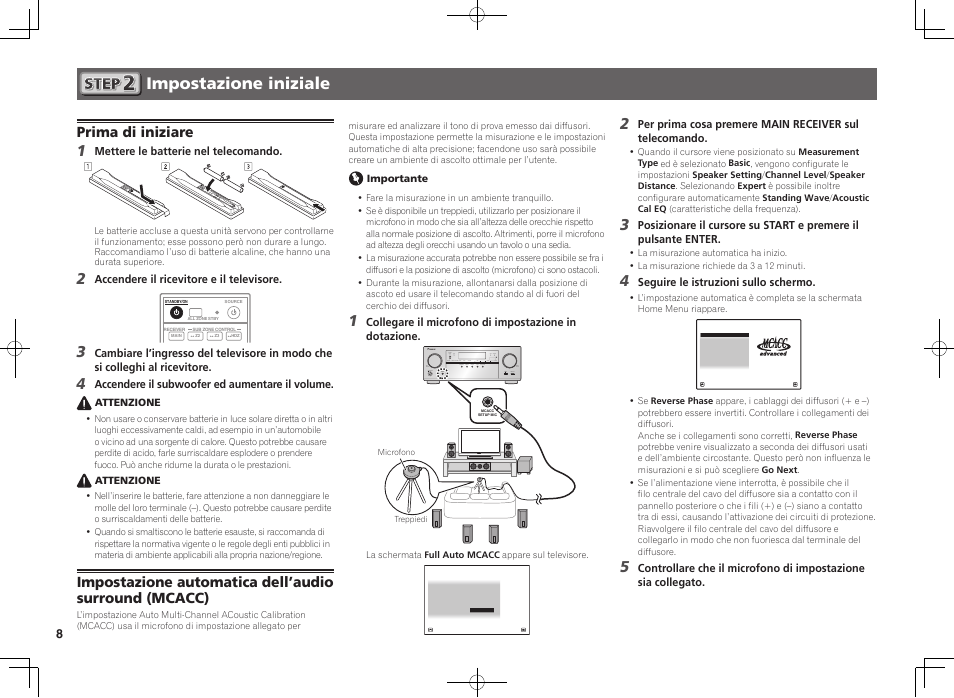 Impostazione iniziale, Prima di iniziare | Pioneer VSX-924-K User Manual | Page 38 / 76