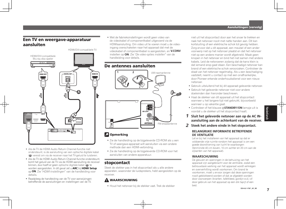 De antennes aansluiten, Stopcontact | Pioneer VSX-924-K User Manual | Page 47 / 76