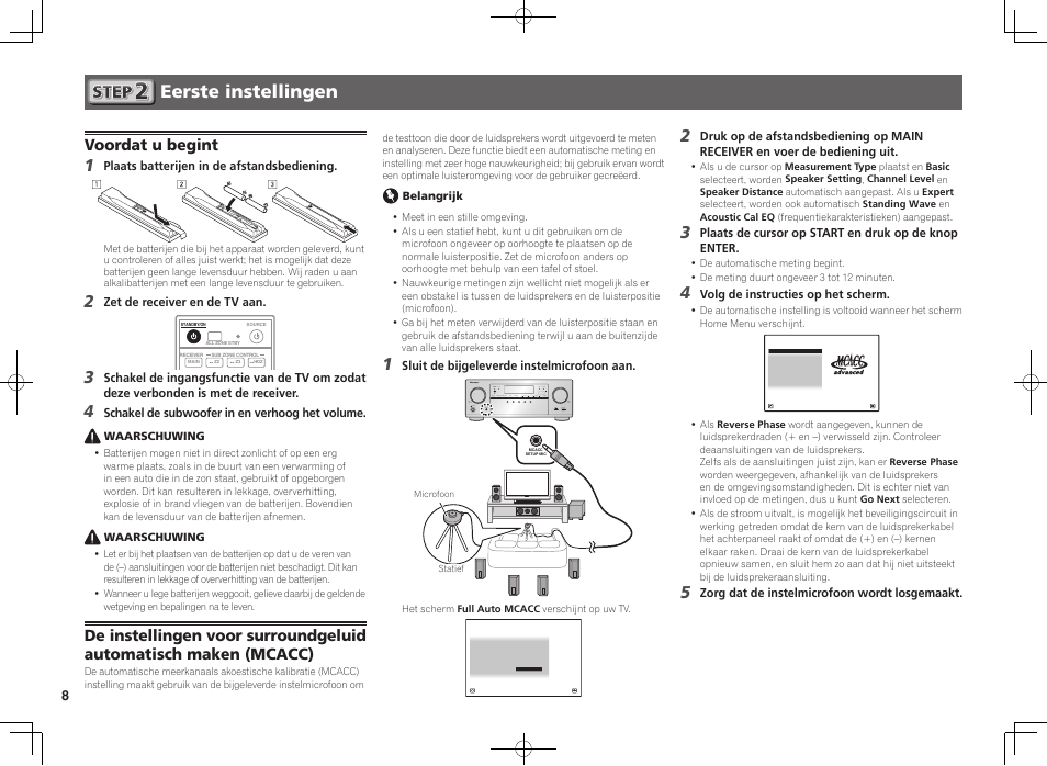 Eerste instellingen, Voordat u begint | Pioneer VSX-924-K User Manual | Page 48 / 76