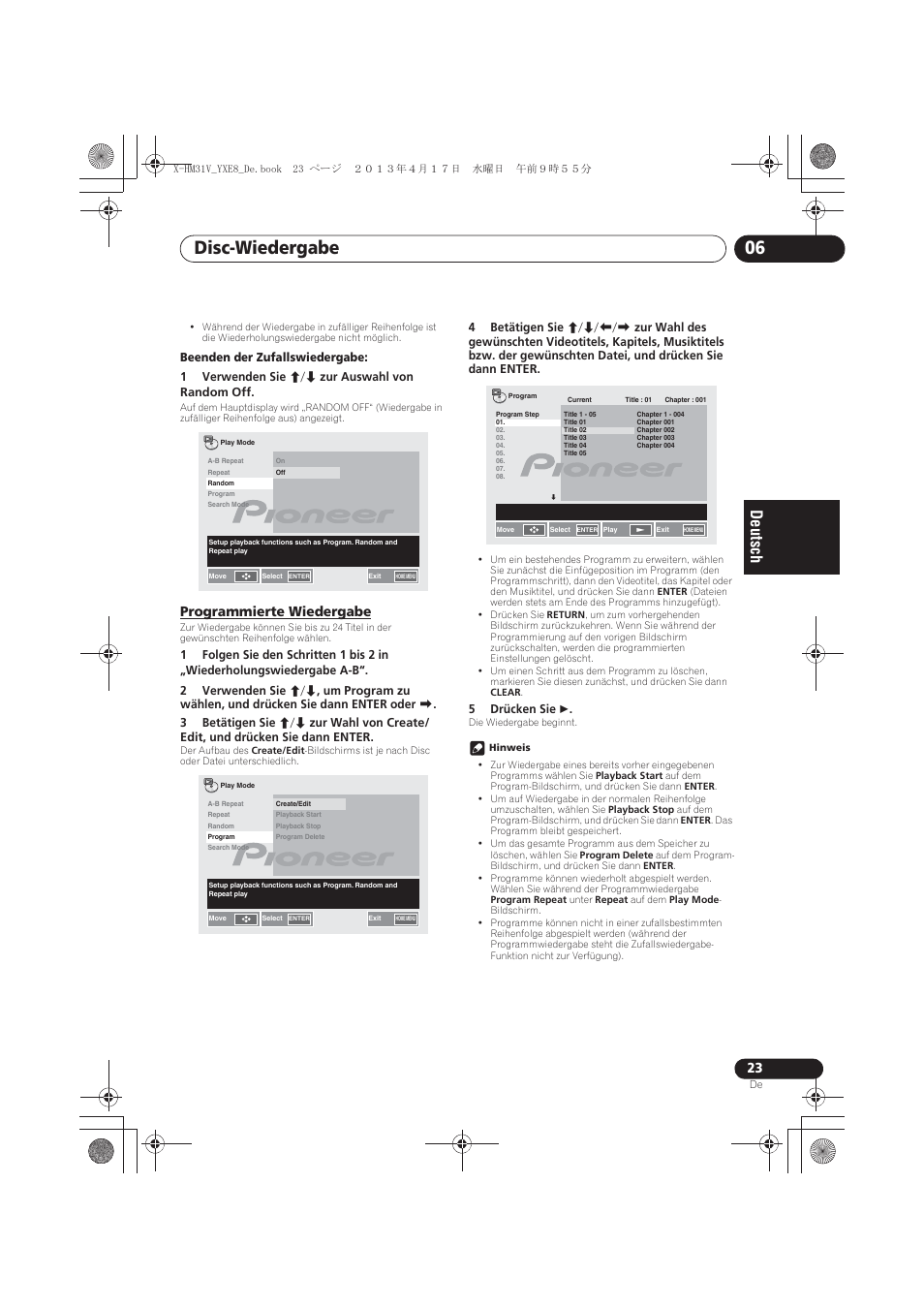 Programmierte wiedergabe, Disc-wiedergabe 06 | Pioneer X-HM31V-K User Manual | Page 107 / 256