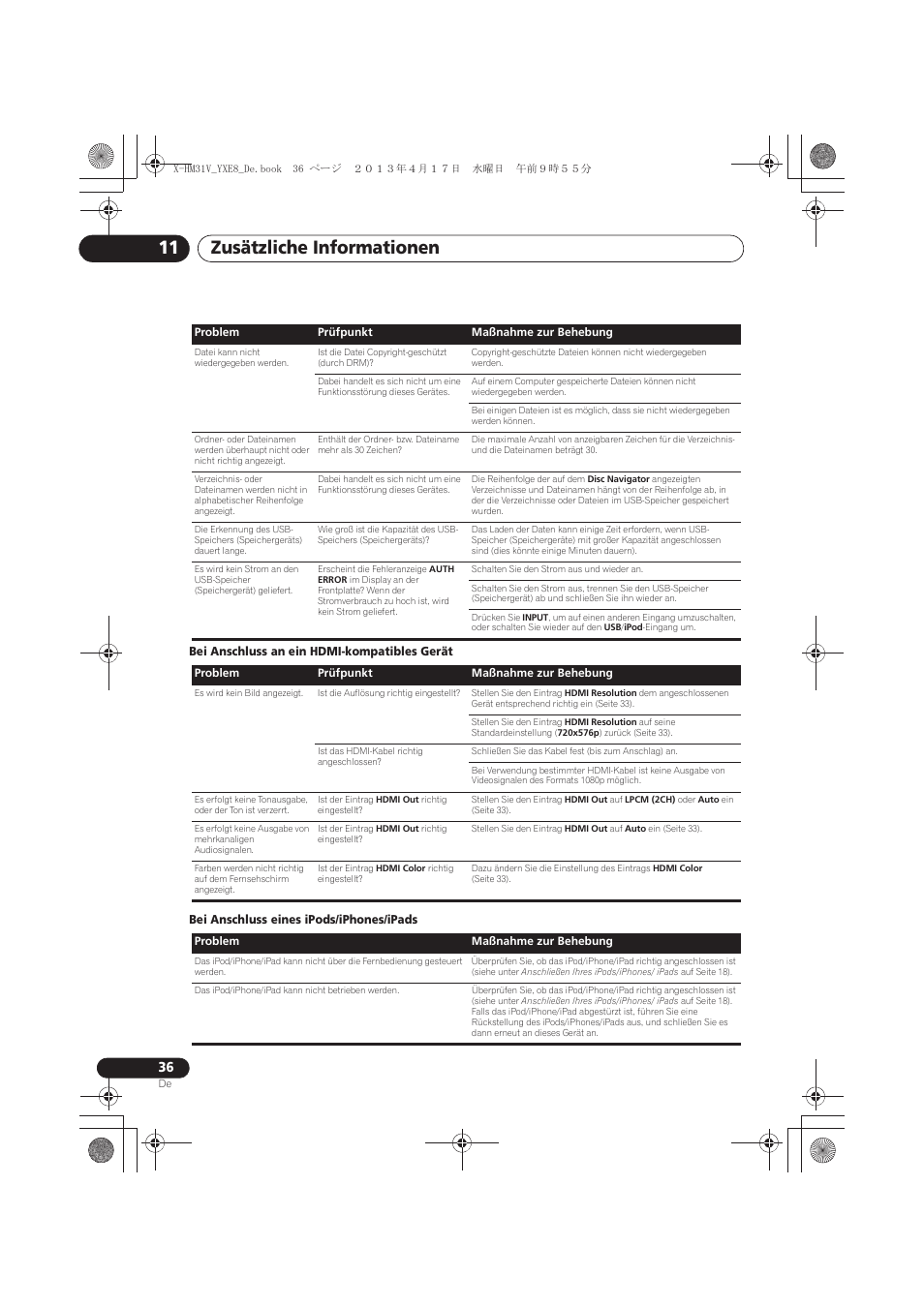Zusätzliche informationen 11 | Pioneer X-HM31V-K User Manual | Page 120 / 256
