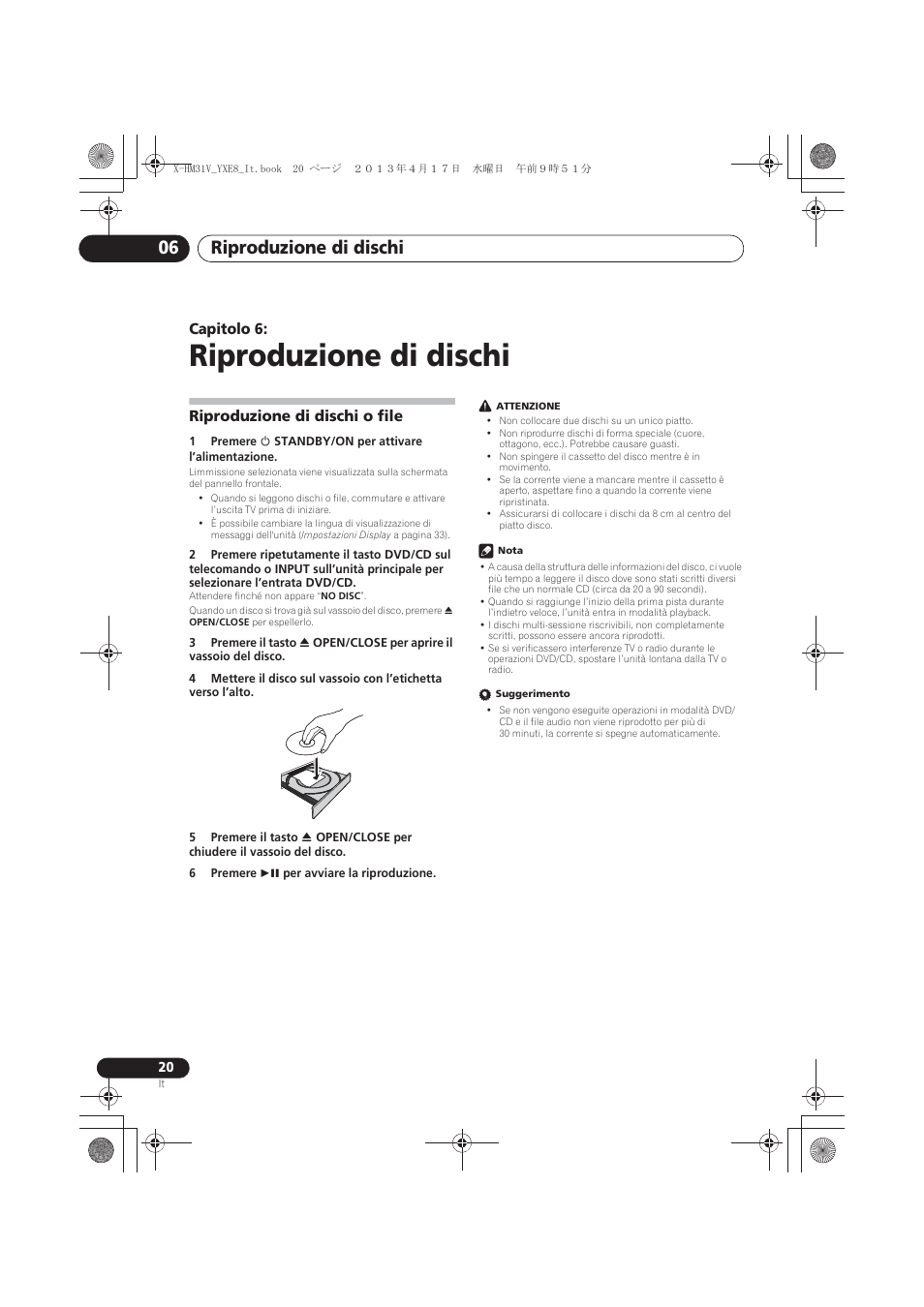 06 riproduzione di dischi, Riproduzione di dischi o file, Riproduzione di dischi | Riproduzione di dischi 06 | Pioneer X-HM31V-K User Manual | Page 146 / 256