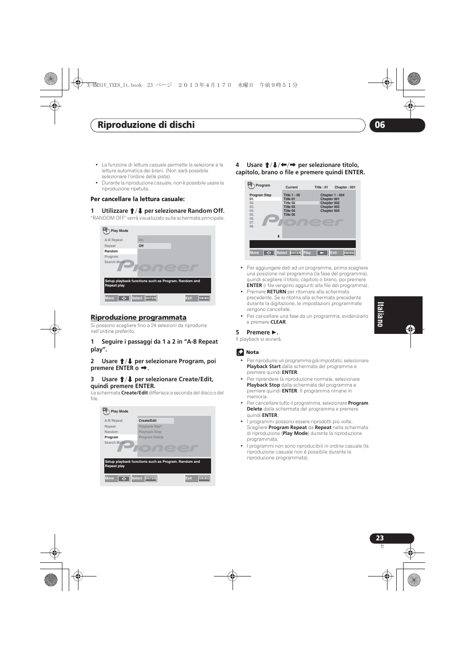 Riproduzione programmata, Riproduzione di dischi 06 | Pioneer X-HM31V-K User Manual | Page 149 / 256