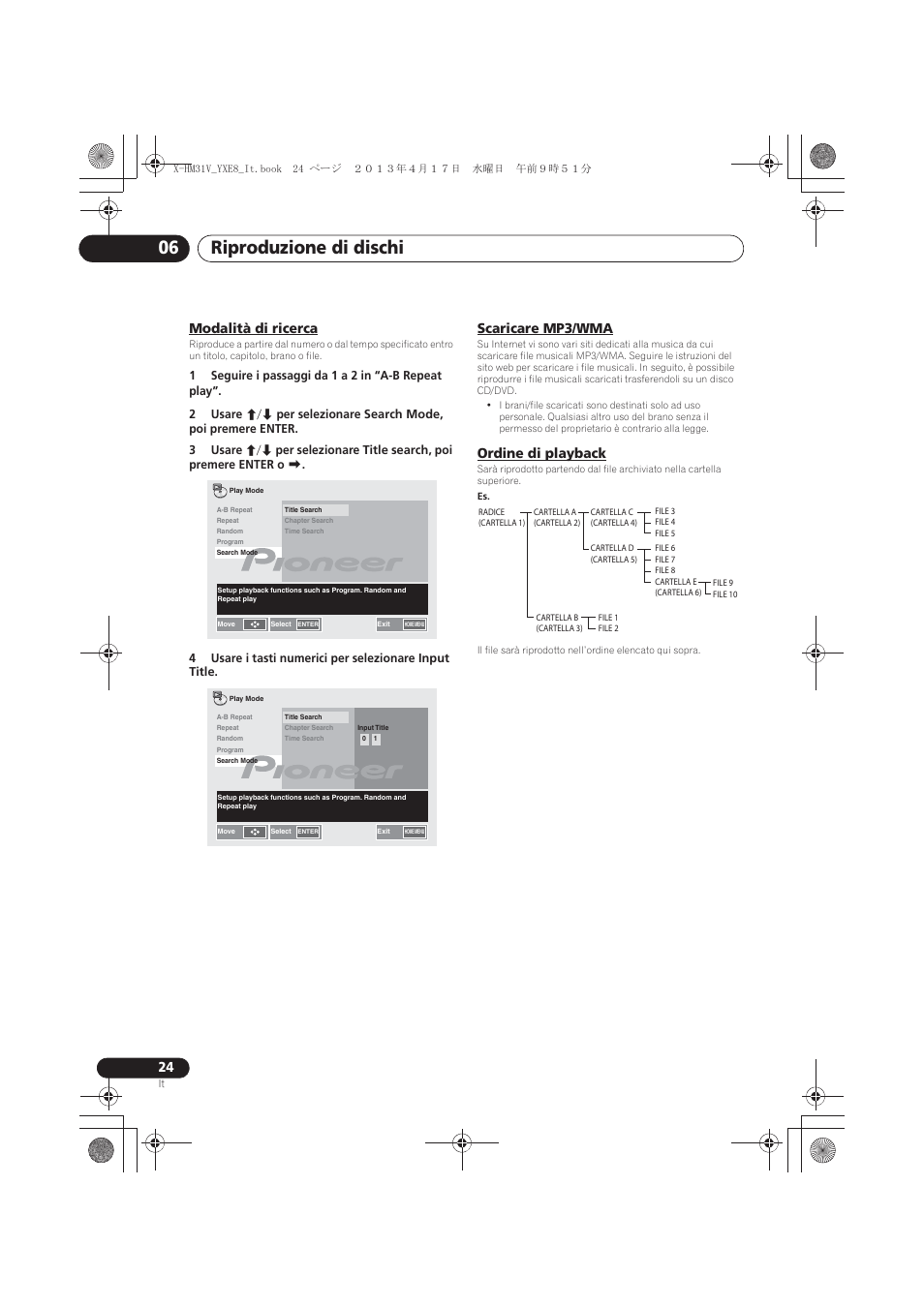 Modalità di ricerca, Scaricare mp3/wma, Ordine di playback | Riproduzione di dischi 06 | Pioneer X-HM31V-K User Manual | Page 150 / 256