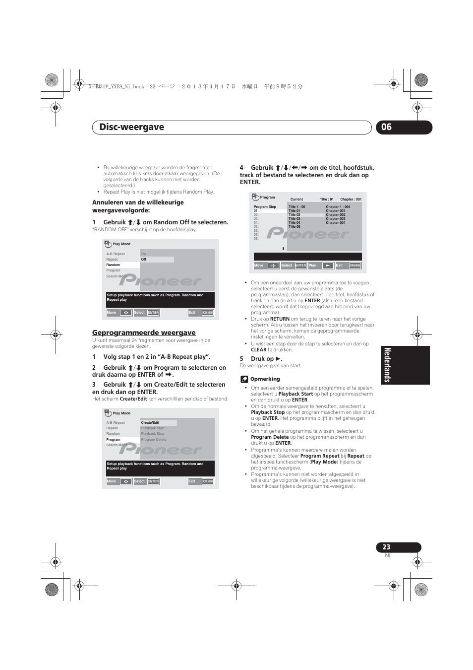 Geprogrammeerde weergave, Disc-weergave 06 | Pioneer X-HM31V-K User Manual | Page 191 / 256