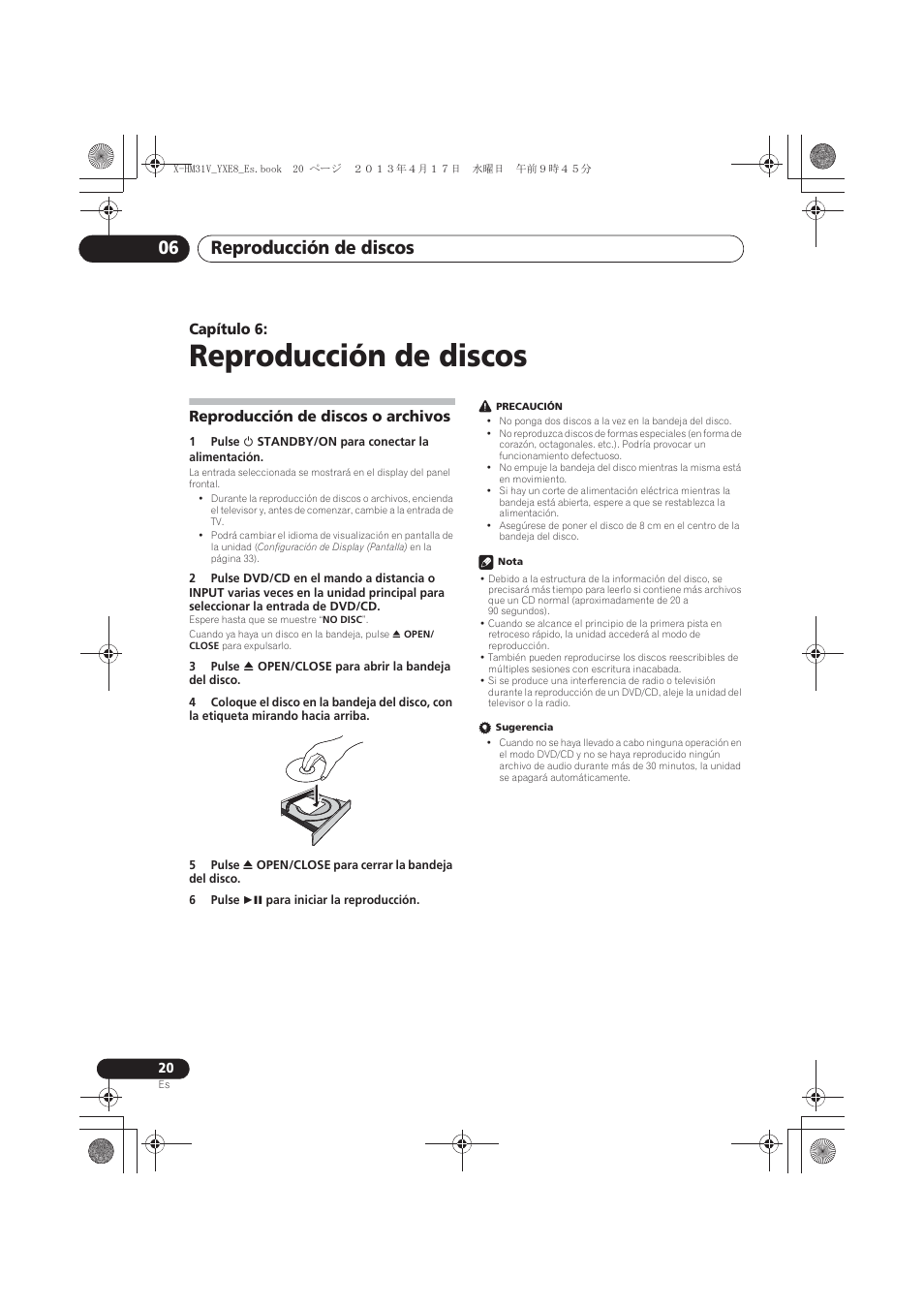 06 reproducción de discos, Reproducción de discos o archivos, Reproducción de discos | Reproducción de discos 06, Capítulo 6 | Pioneer X-HM31V-K User Manual | Page 230 / 256
