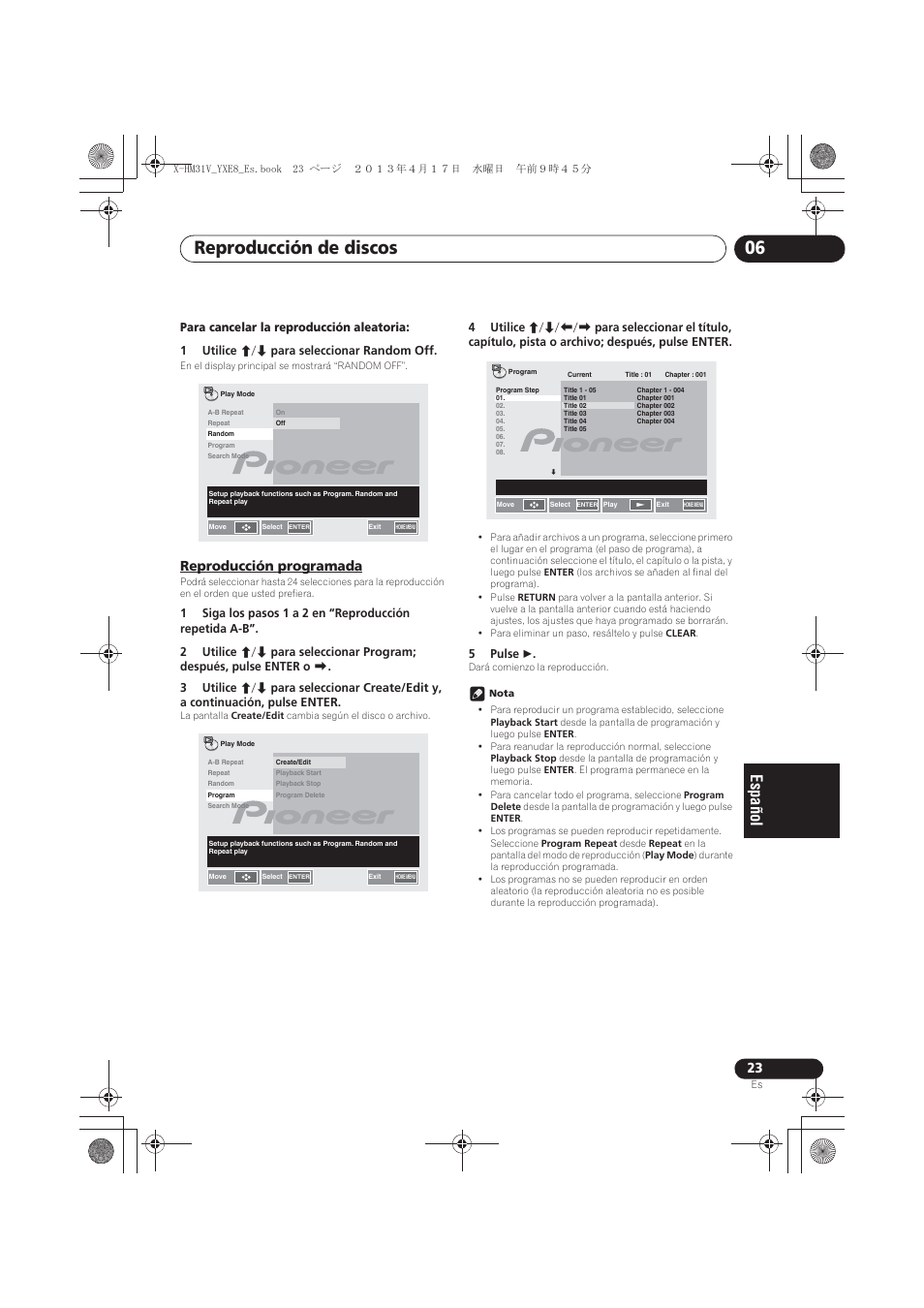 Reproducción programada, Reproducción de discos 06 | Pioneer X-HM31V-K User Manual | Page 233 / 256