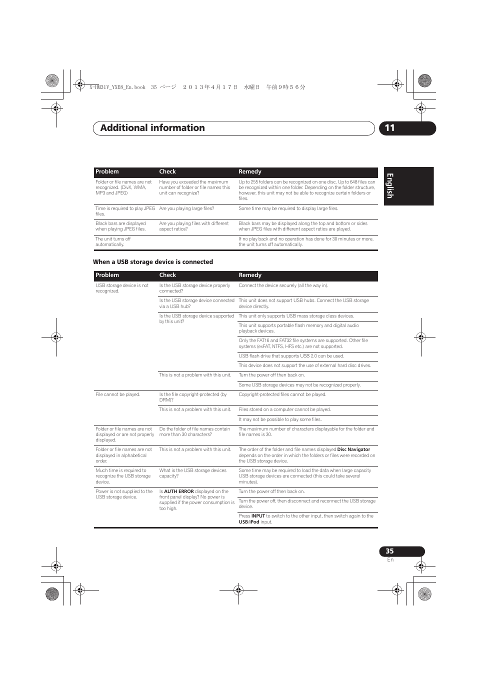 Additional information 11, English | Pioneer X-HM31V-K User Manual | Page 35 / 256
