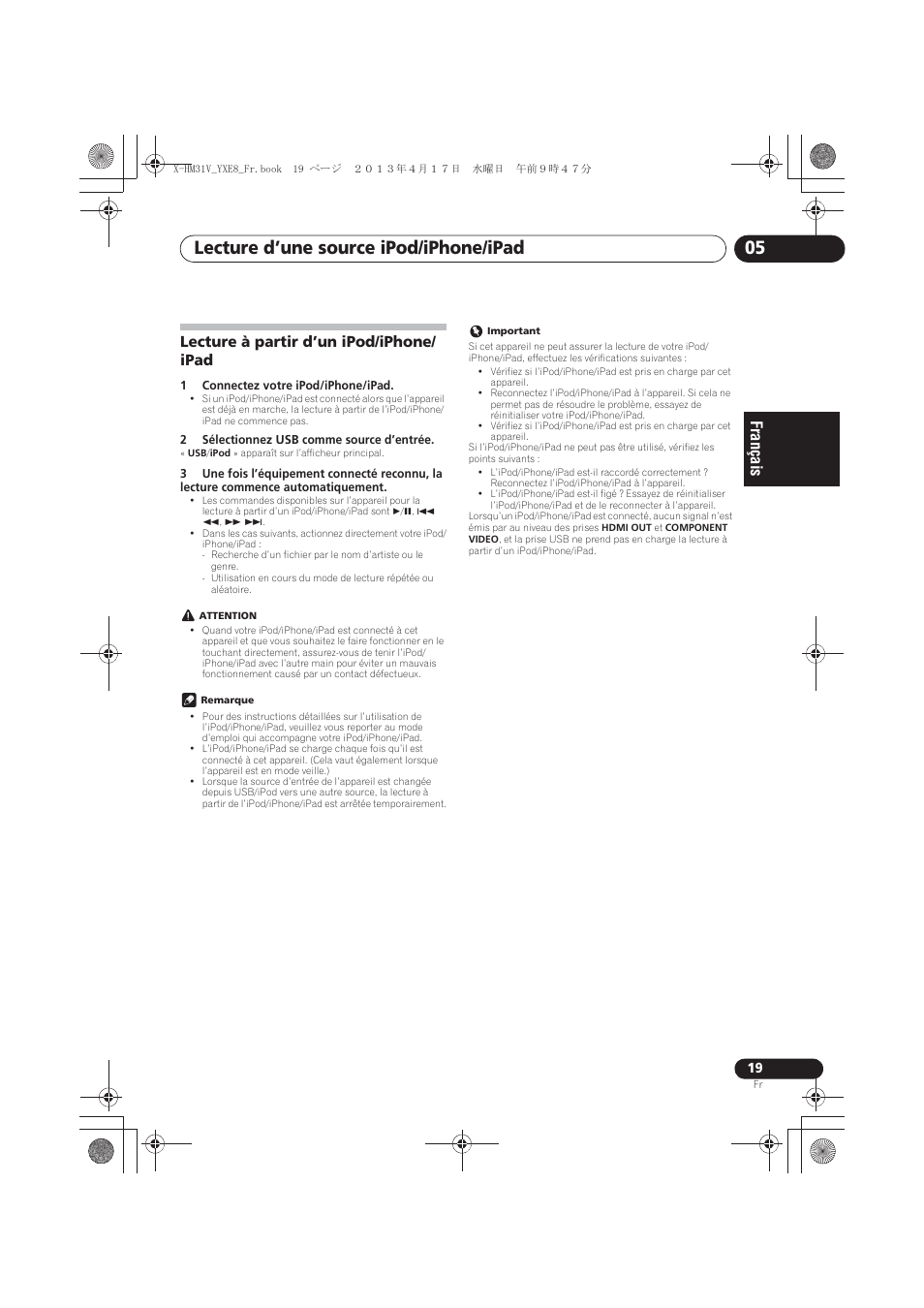 Lecture à partir d’un ipod/iphone/ipad, Lecture d’une source ipod/iphone/ipad 05, Lecture à partir d’un ipod/iphone/ ipad | Pioneer X-HM31V-K User Manual | Page 61 / 256