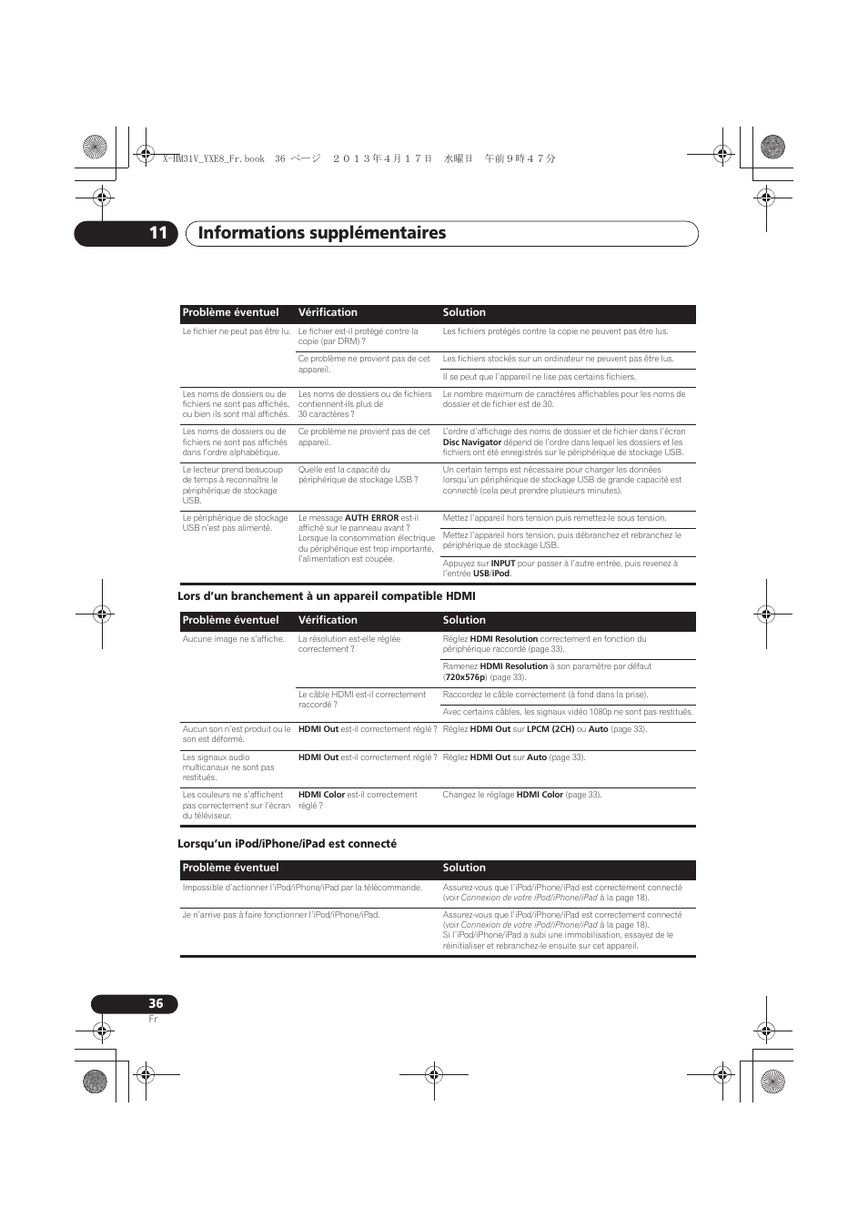 Informations supplémentaires 11 | Pioneer X-HM31V-K User Manual | Page 78 / 256