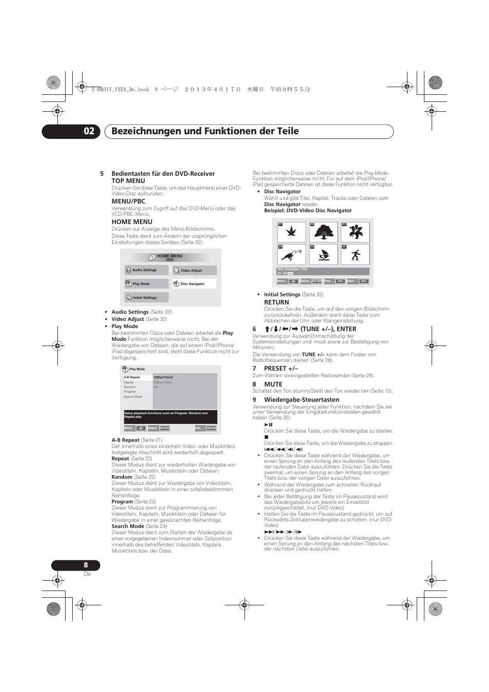Bezeichnungen und funktionen der teile 02 | Pioneer X-HM31V-K User Manual | Page 92 / 256
