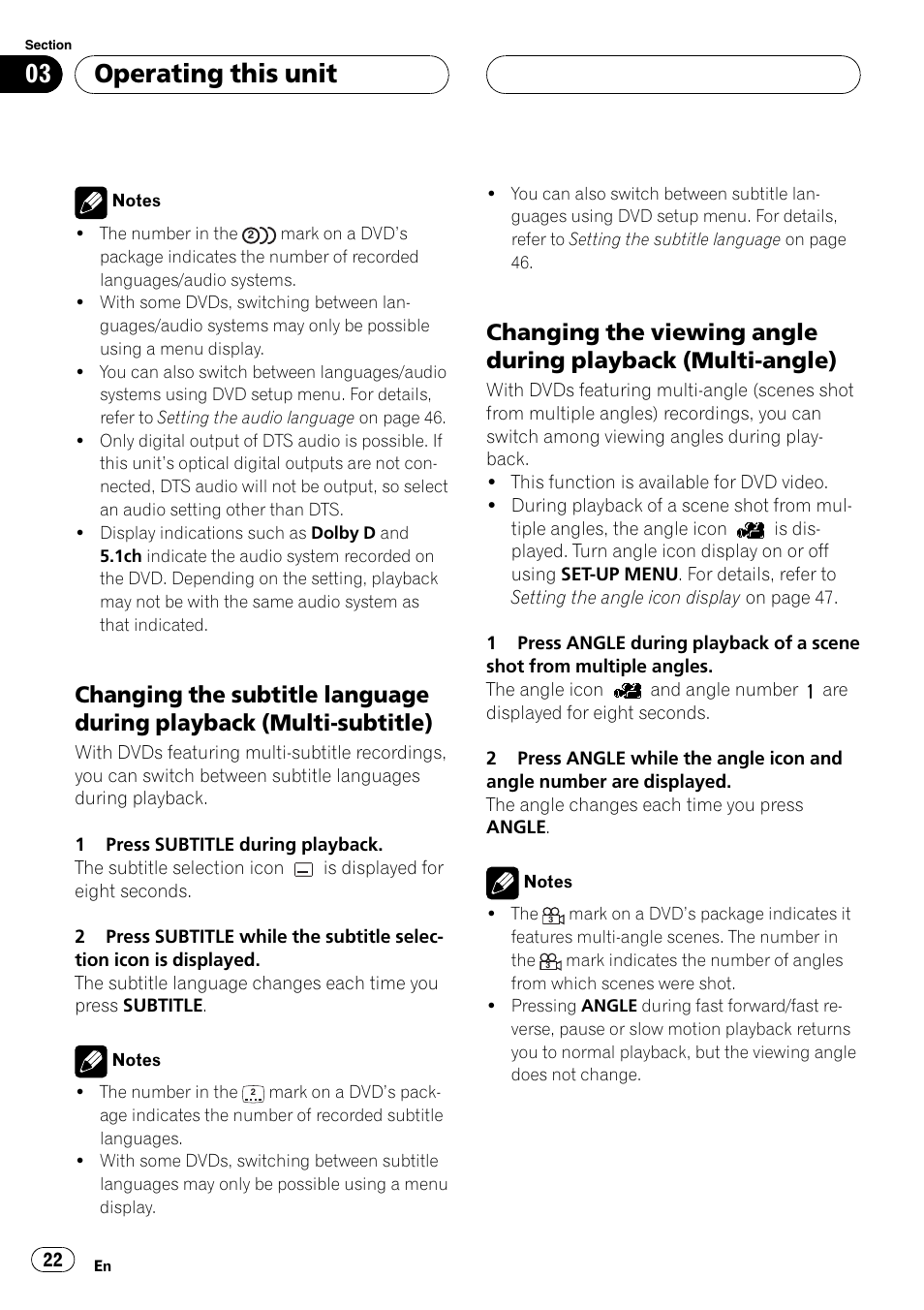 Operating this unit | Pioneer DVH-P590MP User Manual | Page 22 / 97