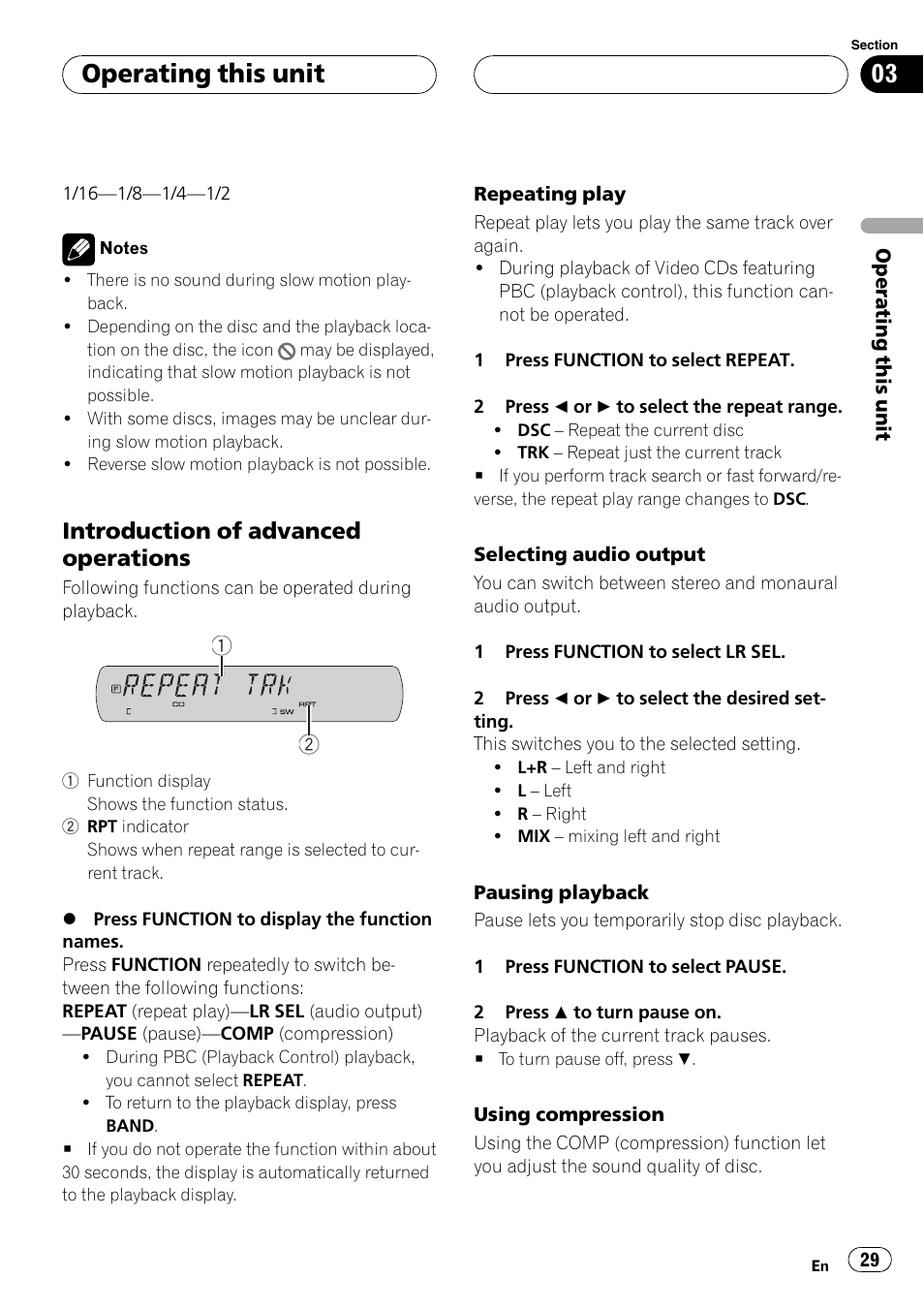 Operating this unit, Introduction of advanced operations | Pioneer DVH-P590MP User Manual | Page 29 / 97