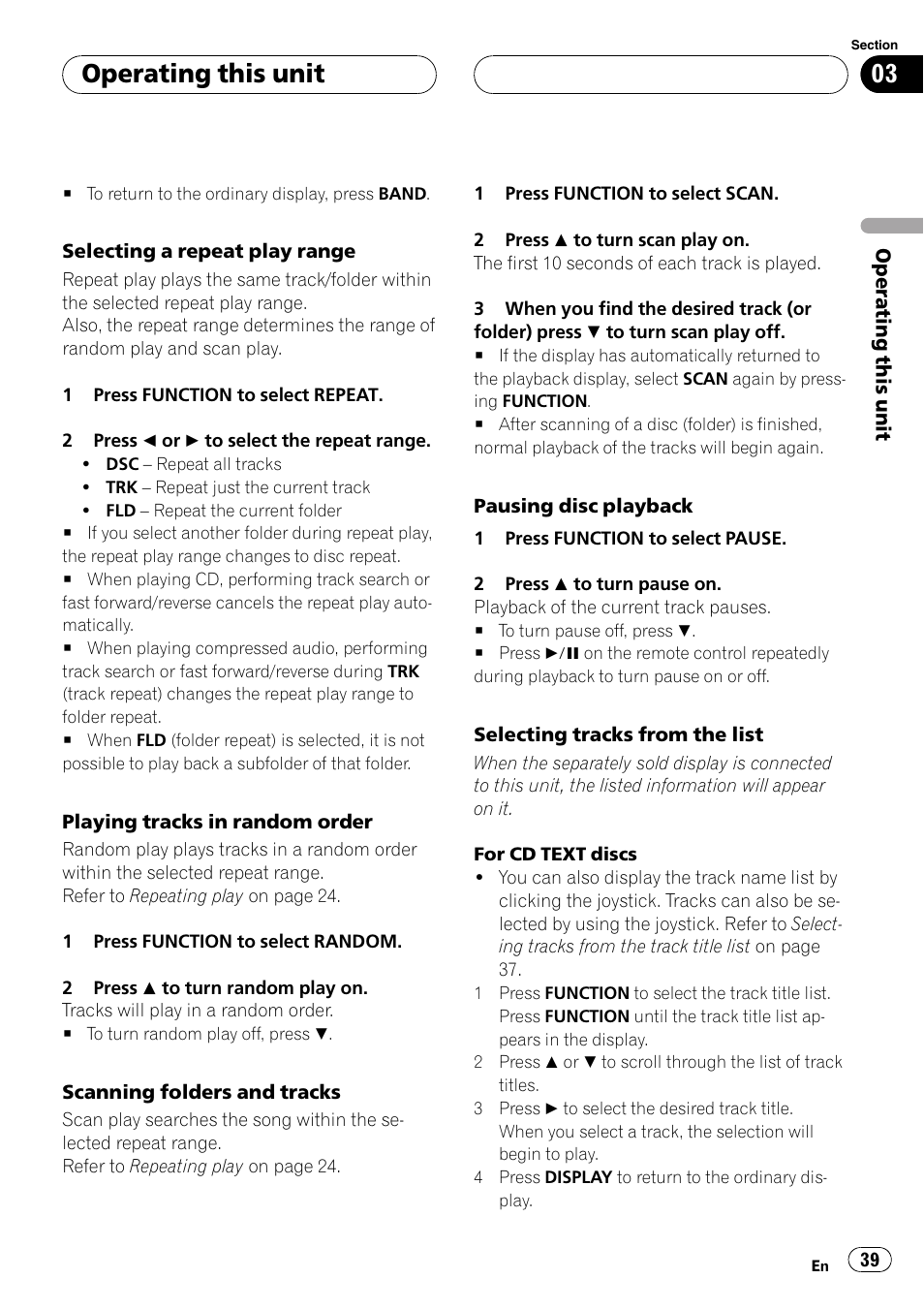 Operating this unit | Pioneer DVH-P590MP User Manual | Page 39 / 97
