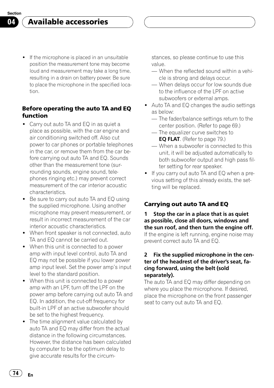 Available accessories | Pioneer DVH-P590MP User Manual | Page 74 / 97