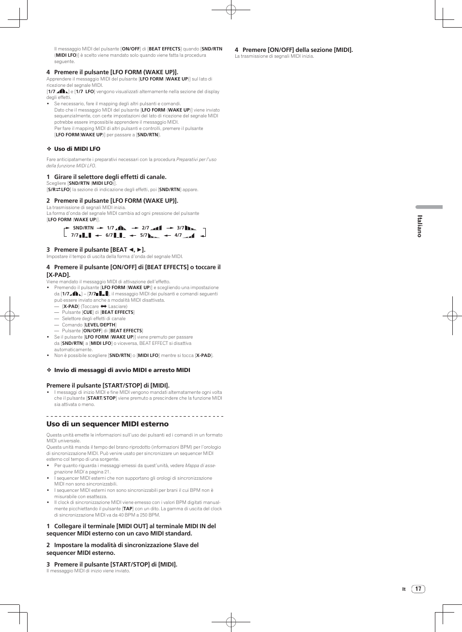 Uso di un sequencer midi esterno | Pioneer DJM-900SRT User Manual | Page 101 / 200
