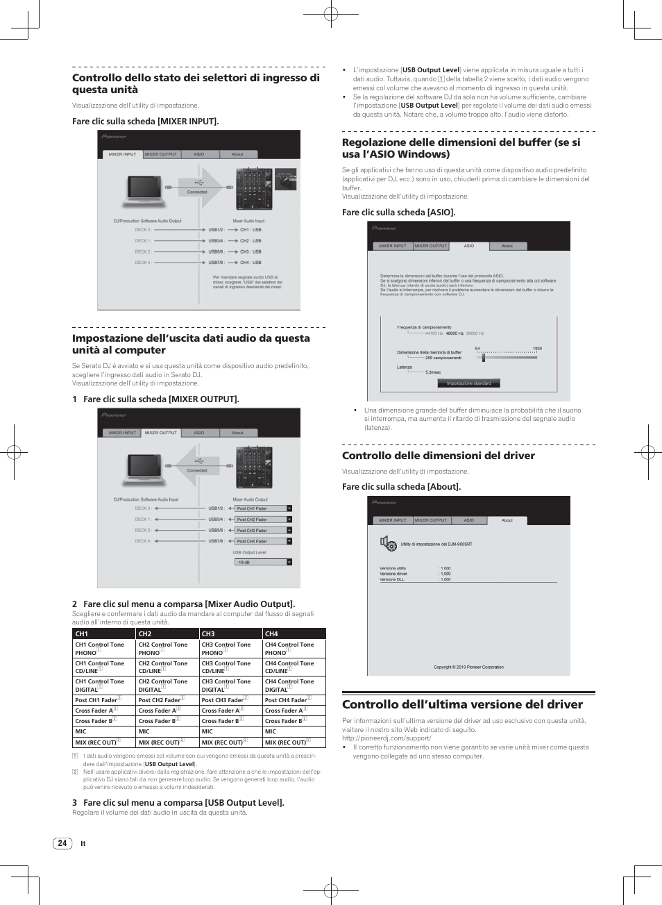 Controllo dell’ultima versione del driver, Controllo delle dimensioni del driver | Pioneer DJM-900SRT User Manual | Page 108 / 200