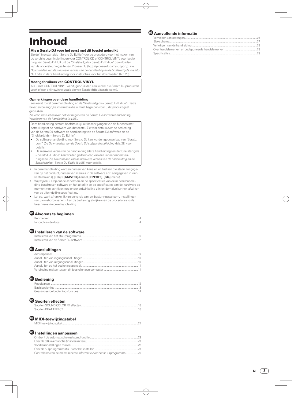 Handleiding, Dj mengpaneel, Inhoud | Pioneer DJM-900SRT User Manual | Page 115 / 200
